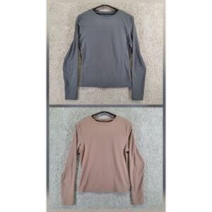 Trendy Queen Long Sleeve Shirt‎ Womens Large Crew Neck Causal Stretch Lot of 2